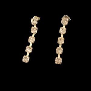 Vintage Crystal Rhinestones Dangling Drop Earrings  1" L